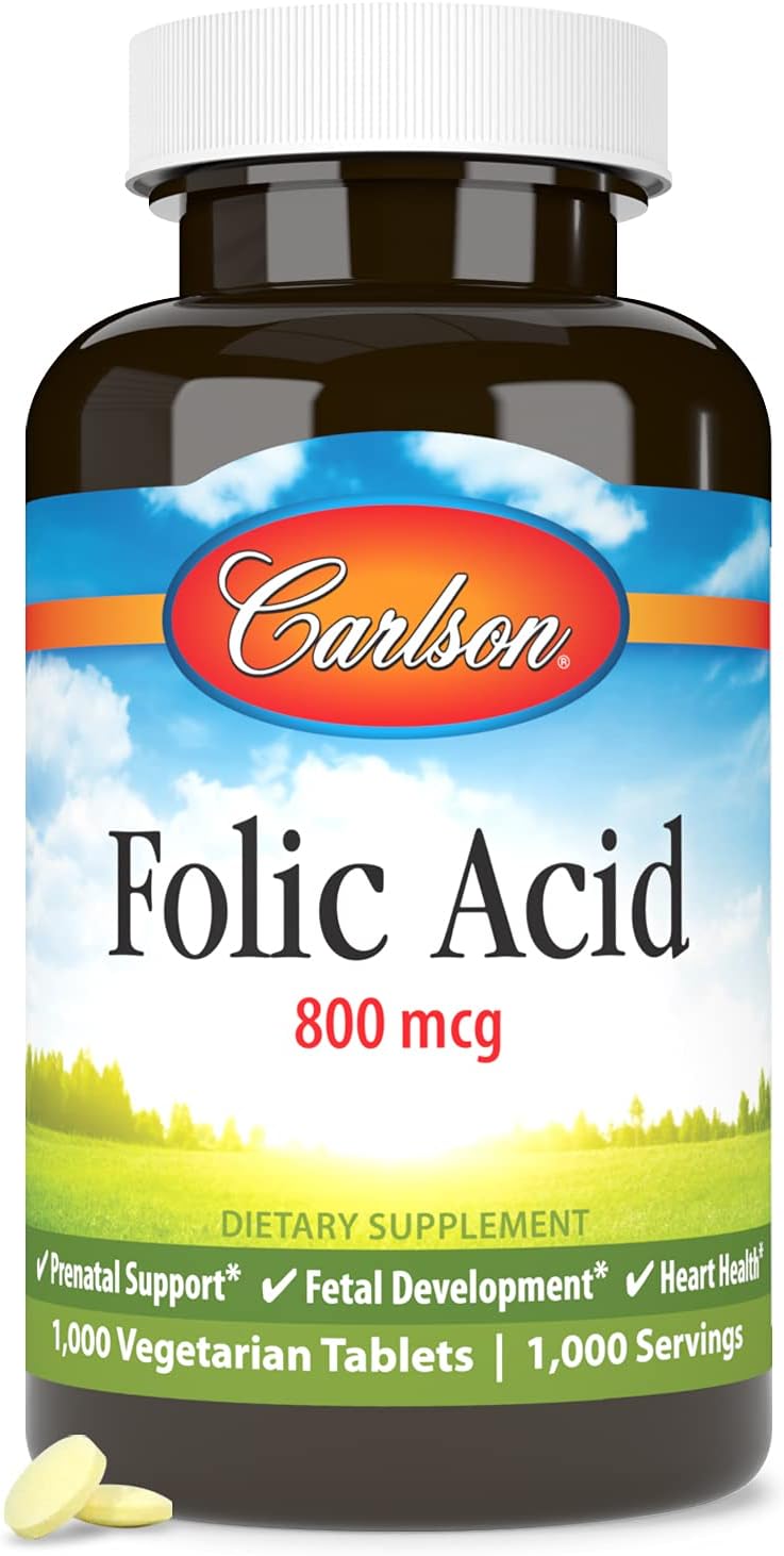 Carlson - Folic Acid, 800 mcg, Provides Important Prenatal Support, 1000 Tablets