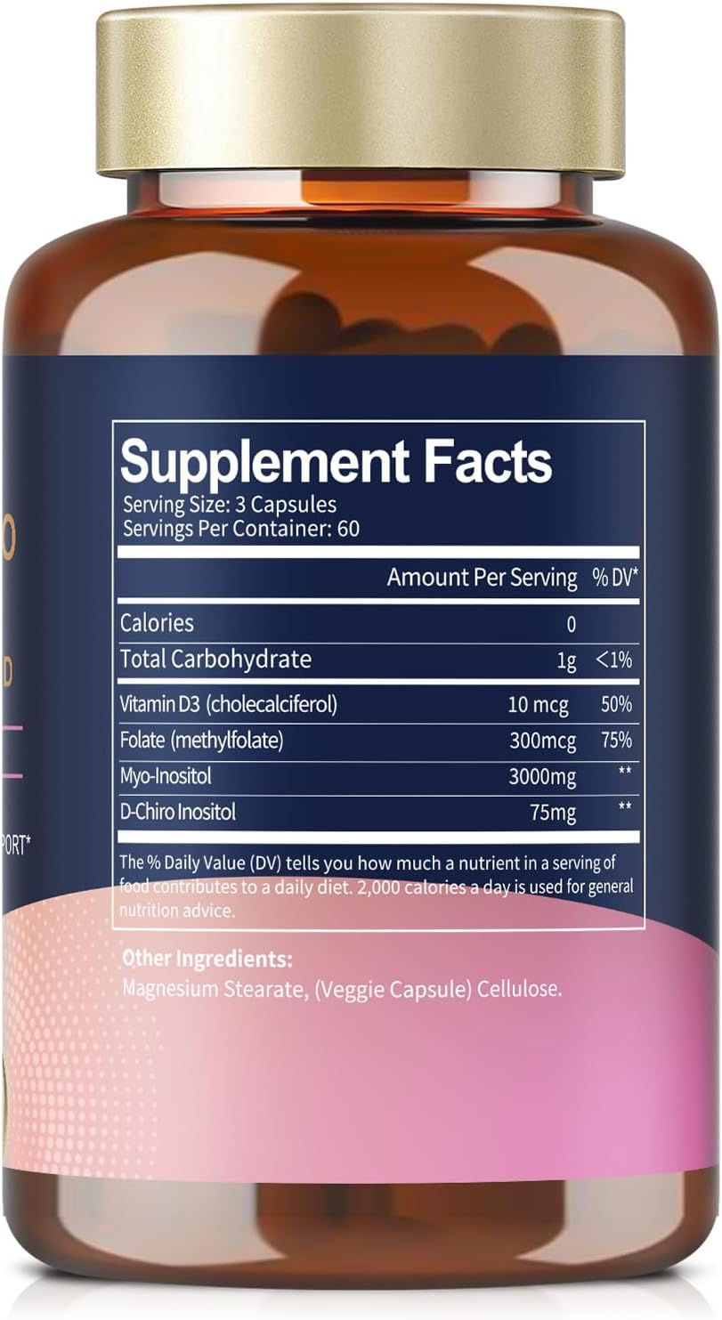 Totaria Inositol 40:1 con Vitamina D3 y Folato - 180 Cápsulas (60 Dosis)