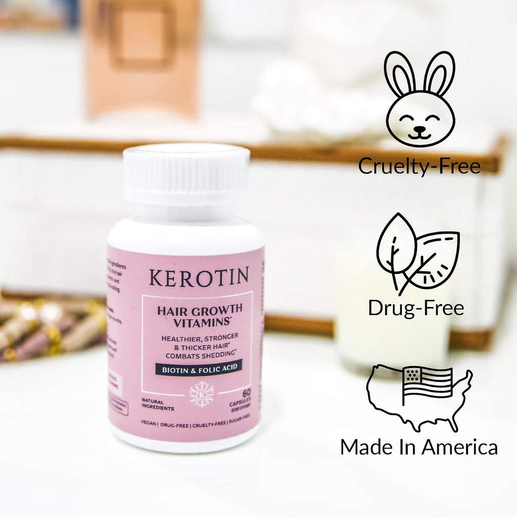 Kerotin Vitaminas para el Cabello con Biotina, Saw Palmetto y Vitamina D3 - 60 Cápsulas