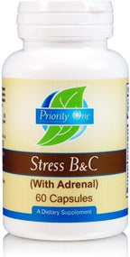Priority One Stress B & C, 60 Cápsulas - Complejo B con Adrenal