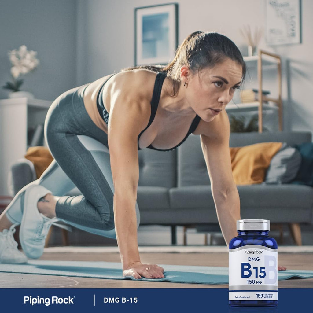 Piping Rock DMG (B-15) Suplemento, 150 mg, 180 Cápsulas - Dimetilglicina HCl, No-GMO, Sin Gluten