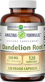 Amazing Formulas Raíz de Diente de León (Taraxacum Officinale) – 520 mg por cápsula, 120 cápsulas veganas