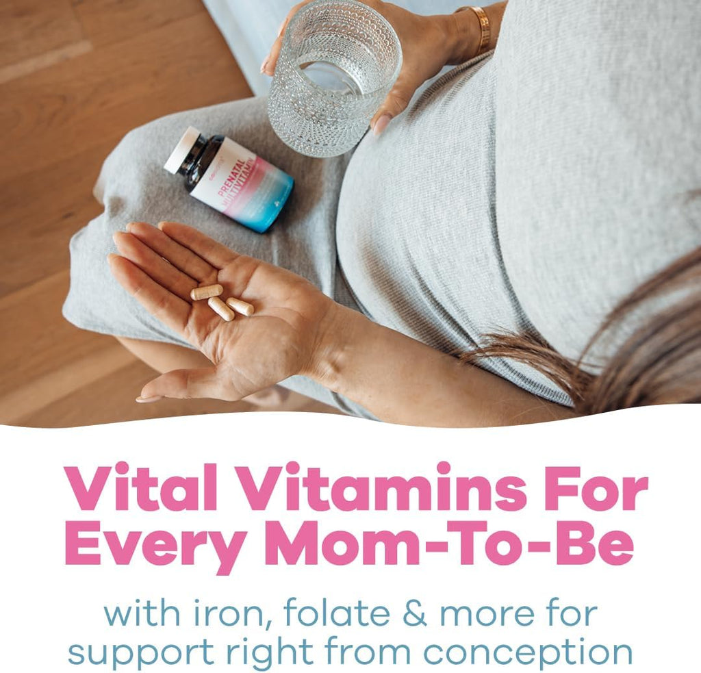 GOBIOTIX Vitaminas Prenatales para Mujeres - Multivitamínico con Hierro, Calcio, Vitamina D2, C, Zinc y Ácido Fólico - 90 Cápsulas