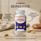 Vitamatic Berberine 500mg - 180 Cápsulas Veganas - Suplemento de Berberina
