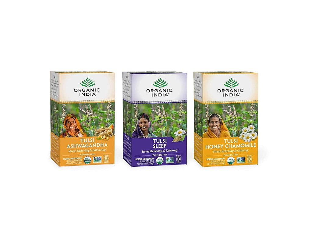 ORGANIC INDIA Té de Tulsi Original - Infusión de Albahaca Sagrada y Albahaca Africana, Relajante, Sin Cafeína - 18 Bolsitas, Pack de 3