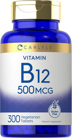 Carlyle Vitamina B-12 500mcg | 300 Comprimidos | Suplemento Vegetariano