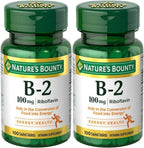Nature's Bounty Vitamina B-2 100 mg, 100 Tabletas Recubiertas (Paquete de 5 de Ahorro)