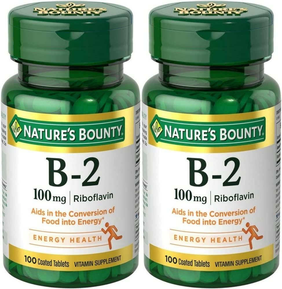 Nature's Bounty Vitamina B-2 100 mg, 100 Tabletas Recubiertas (Paquete de 5 de Ahorro)
