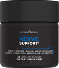 Livingood Daily Nerve Support Supplement - Complemento para el Sistema Nervioso 12-en-1 con B12 Metilada, Folato, Benfotiamina, Ácido Alfa Lipoico y Matricaria - Sin Gluten, No GMO - 60 Cápsulas