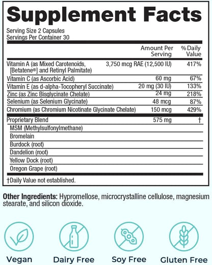 VitaMedica Fórmula de Vitaminas para Piel Clara | Suplemento para el Acné No Quístico | Vitaminas A, C, E, Selenio, Cromo y – Image 2