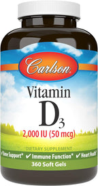 Carlson Vitamina D3 2000 UI (50 mcg) - 360 Cápsulas Blandas