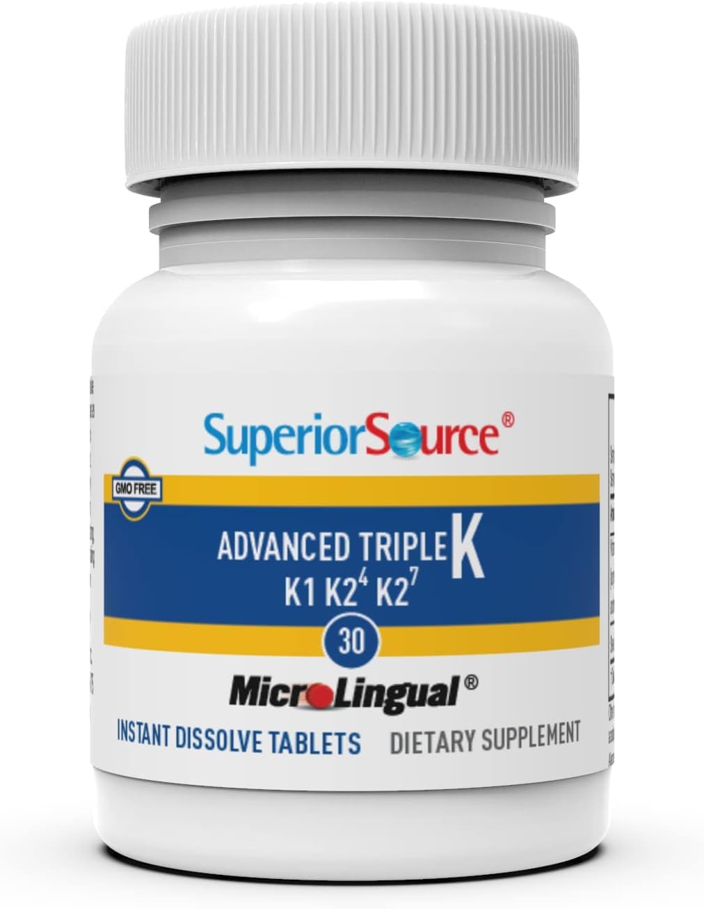 Superior Source Advanced Triple K - Bone Supplement with Vitamins K1 and K2 - 30 Instant Dissolve Tablets