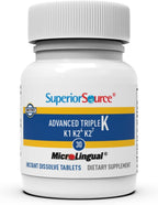 Superior Source Advanced Triple K - Bone Supplement with Vitamins K1 and K2 - 30 Instant Dissolve Tablets