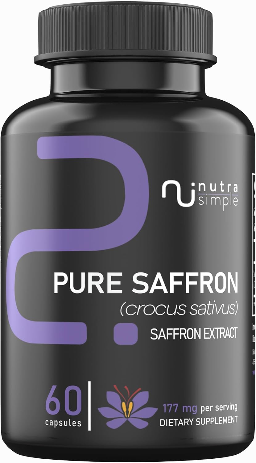 Suplemento de Azafrán 177 mg – Extracto Puro de Azafrán – Apoyo Natural para el Estado de Ánimo y la Energía – Vegano, No GMO – 60 Cápsulas