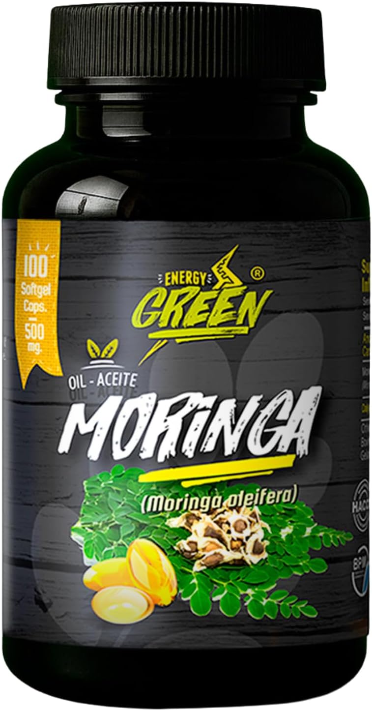 Aceite de Semillas de Moringa en Cápsulas Blandas, 100% Puro, Prensado en Frío, Vegano, No-GMO, 1000mg por Dosis – 100 Cápsulas