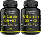 Health Dose Vitamina D3 10.000 UI + K2 (MK7), 180 cápsulas blandas