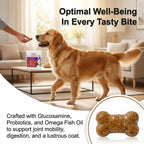 Freydell Pets Suplemento Multivitamínico 10-en-1 para Perros – Glucosamina y Condroitina, Probióticos, Omega-3 para Articulaciones, Digestión y Piel (120 masticables)