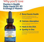 Passion 4 Health Vitamina D3 K2 MK-7 + Omega 3 Líquido Orgánico