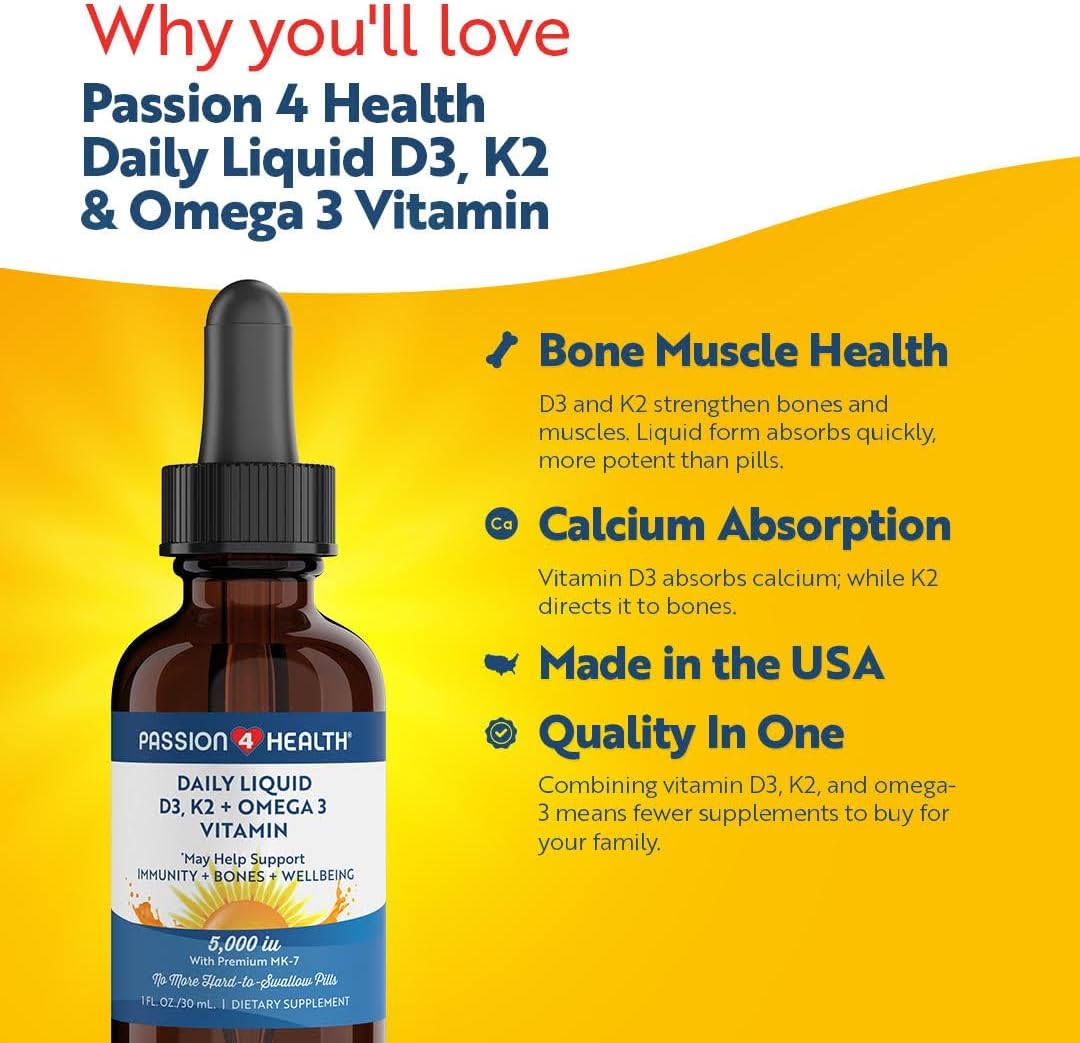 Passion 4 Health Vitamina D3 K2 MK-7 + Omega 3 Líquido Orgánico