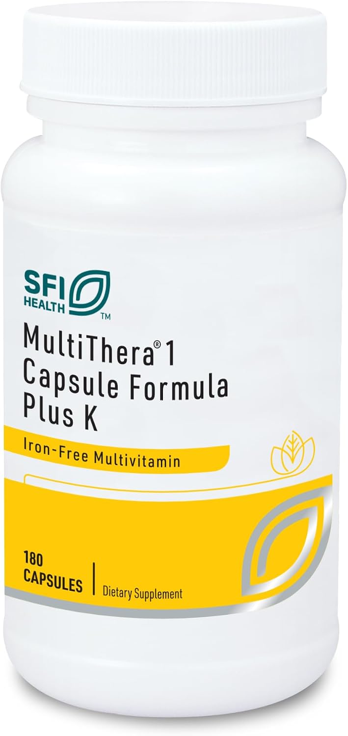 Klaire Labs MultiThera 1 Plus K – Multivitamínico sin Hierro con Vitamina K1 y K2, 180 Cápsulas
