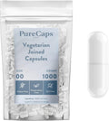 PureCaps USA - Cápsulas Vegetarianas Vacías Veganas Tamaño 00 | 1000 Cápsulas Unidas | Blancas | Certificado No-GMO | Sin SLS, Gluten, Conservantes