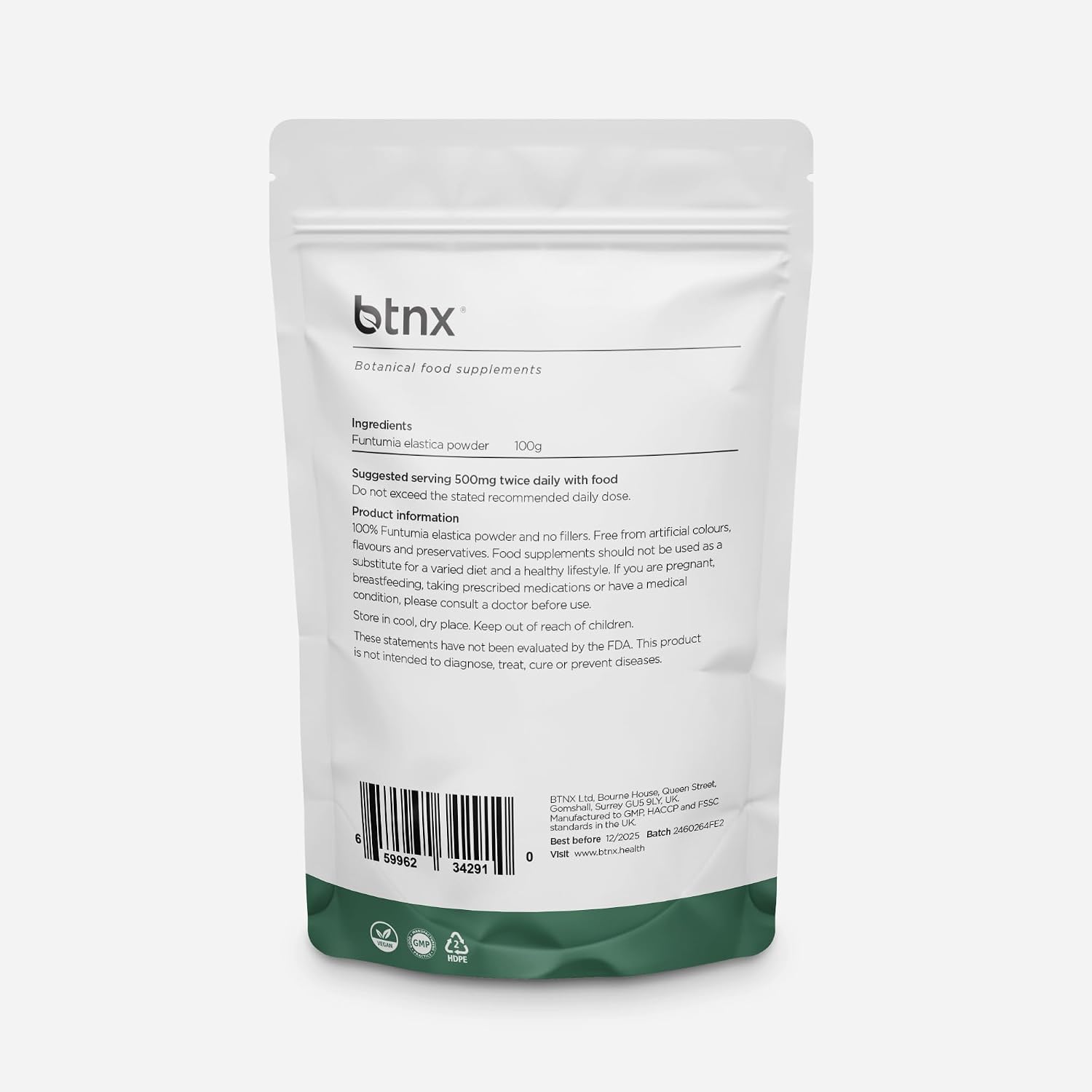 Funtumia Elastica Powder – Apoyo Respiratorio – Cápsulas Veganas