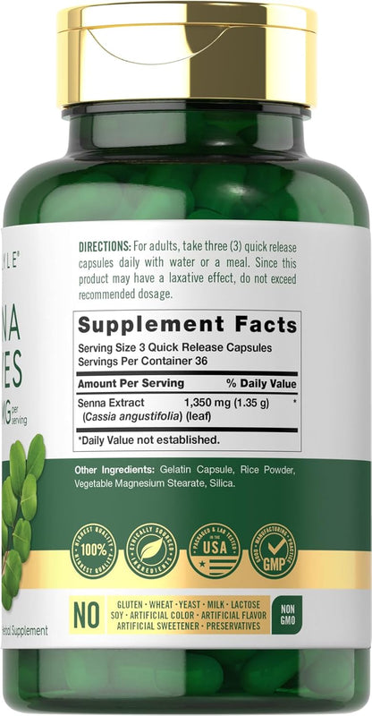 Carlyle Senna Leaves Supplement | 1350mg | 110 Capsules | Herbal Extract Formula | Non-GMO & Gluten Free – Image 2