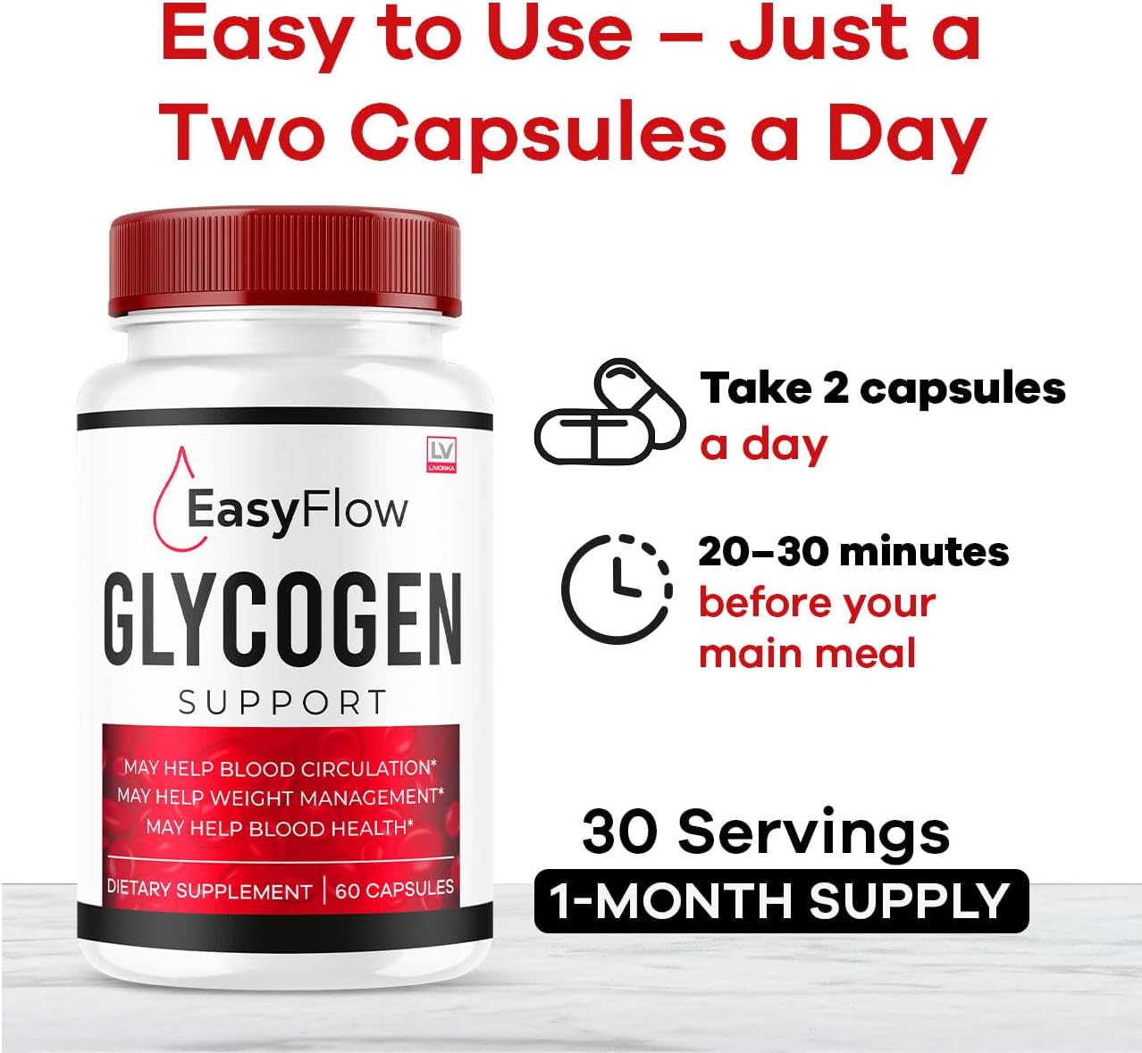 Easy Flow Glycogen Support 300 Cápsulas 5 Meses