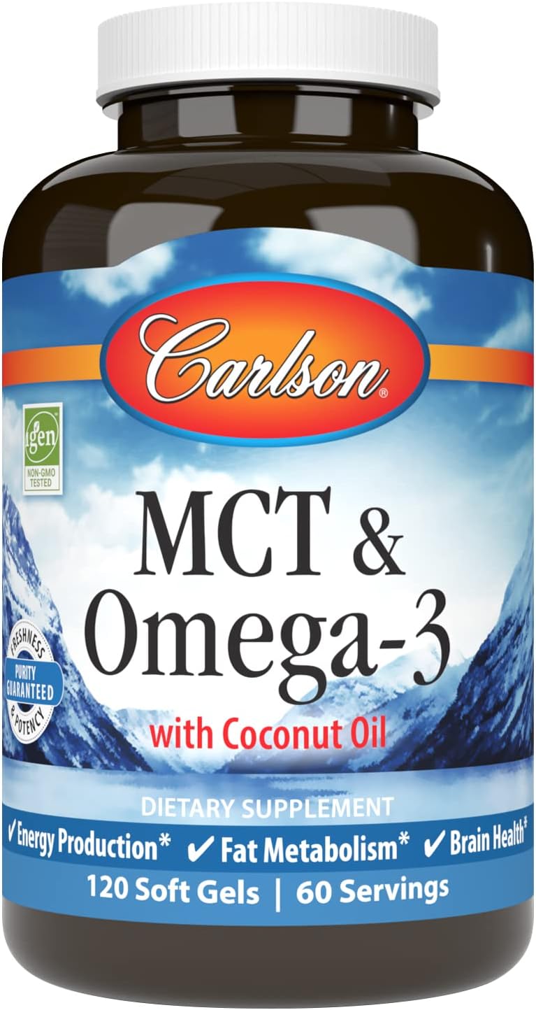 Carlson MCT & Omega-3, Coconut Oil, EPA & DHA, 60 Capsules