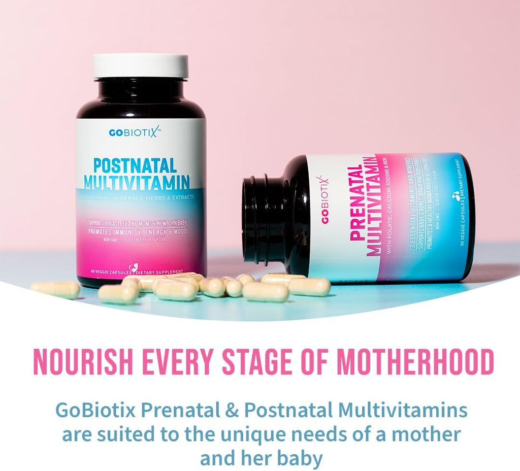 GOBIOTIX Vitaminas Prenatales para Mujeres - Multivitamínico con Hierro, Calcio, Vitamina D2, C, Zinc y Ácido Fólico - 90 Cápsulas