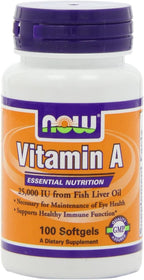 NOW Foods Vitamina A 25.000 UI, 100 Cápsulas Blandas (Pack de 4)