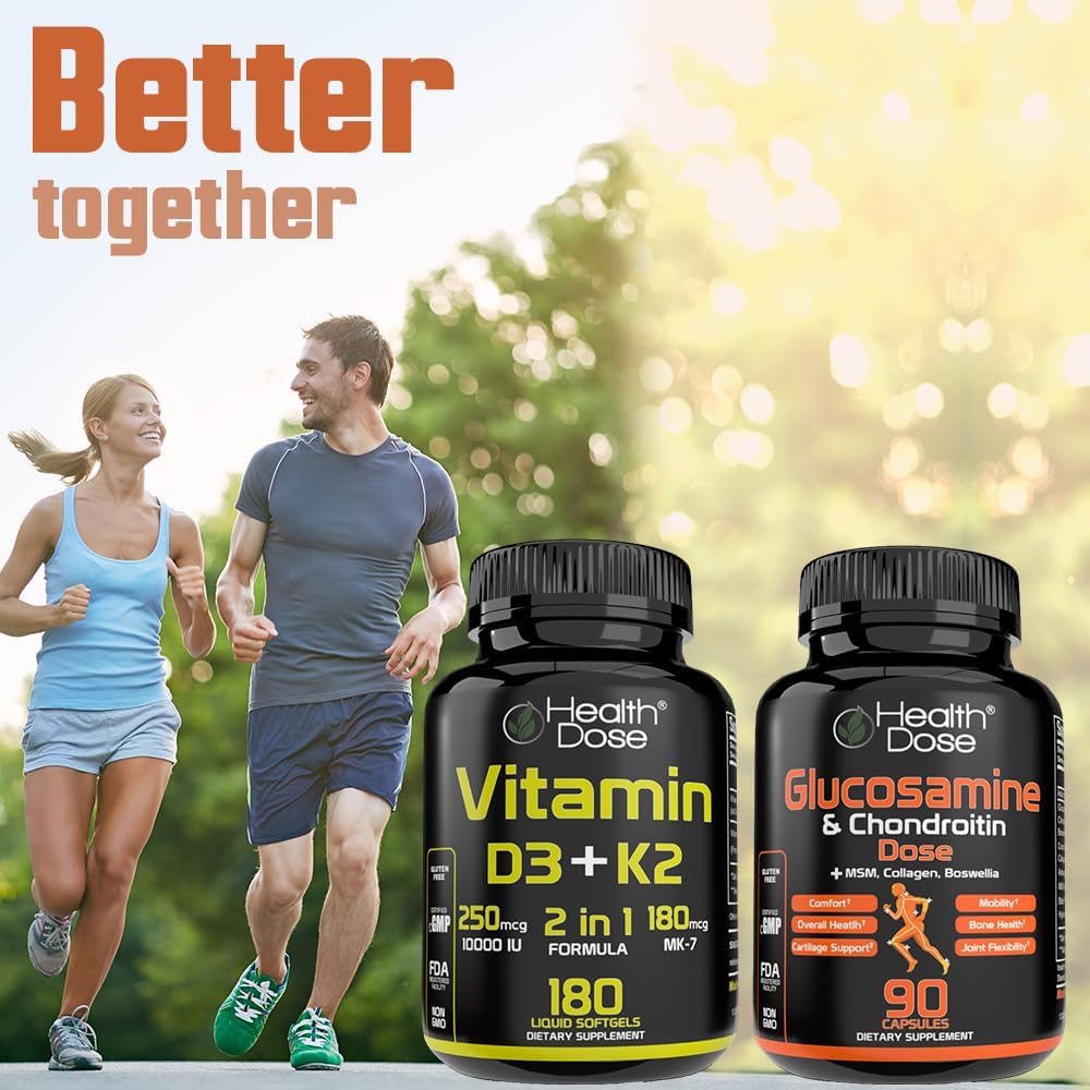 Health Dose Vitamina D3 10.000 UI + K2 (MK7) - 180 Cápsulas Blandas
