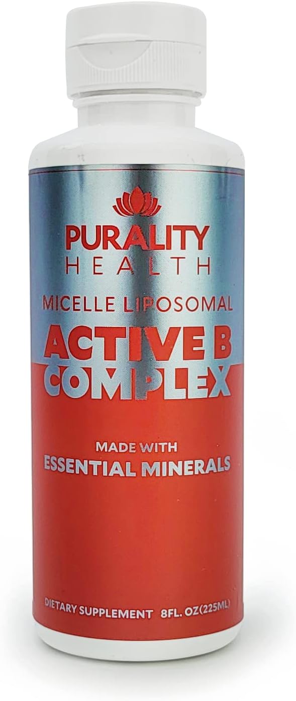 Complejo B Líquido con Absorción Liposomal - Purality Health - Vitaminas B1, B2, B3, B5, B6, B7, B9, B12 + Minerales Esenciales - 15 Días