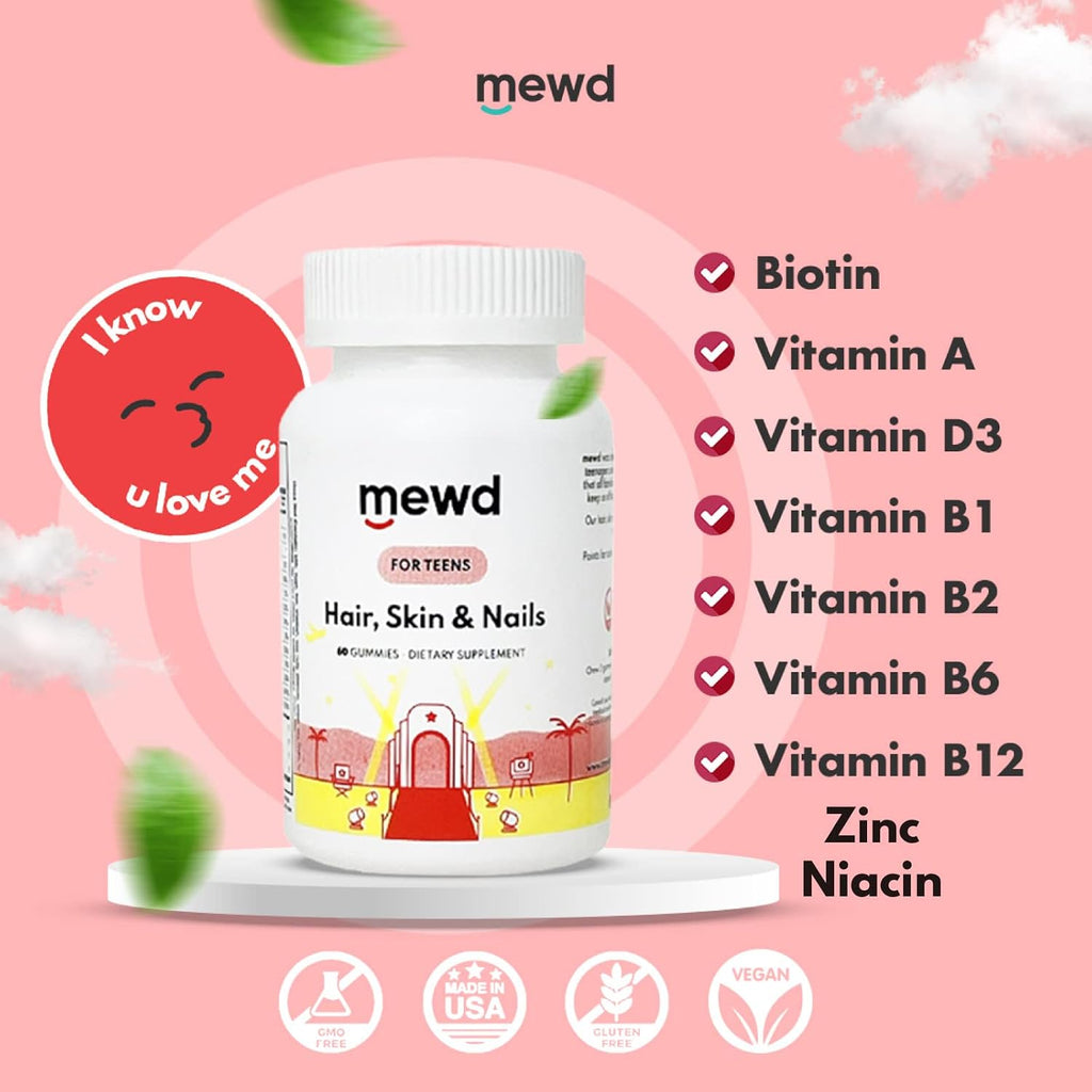 MEWD Multivitamínico en Gomitas para Adolescentes y Niños - Pelo, Piel y Uñas - 60 Gomitas