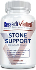 Research Verified Stone Support - Apoyo Renal Óptimo - Chanca Piedra, Crataeva Nurvala, BioPerine - Vegano - 60 Cápsulas