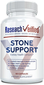 Research Verified Stone Support - Apoyo Renal Óptimo - Chanca Piedra, Crataeva Nurvala, BioPerine - Vegano - 60 Cápsulas