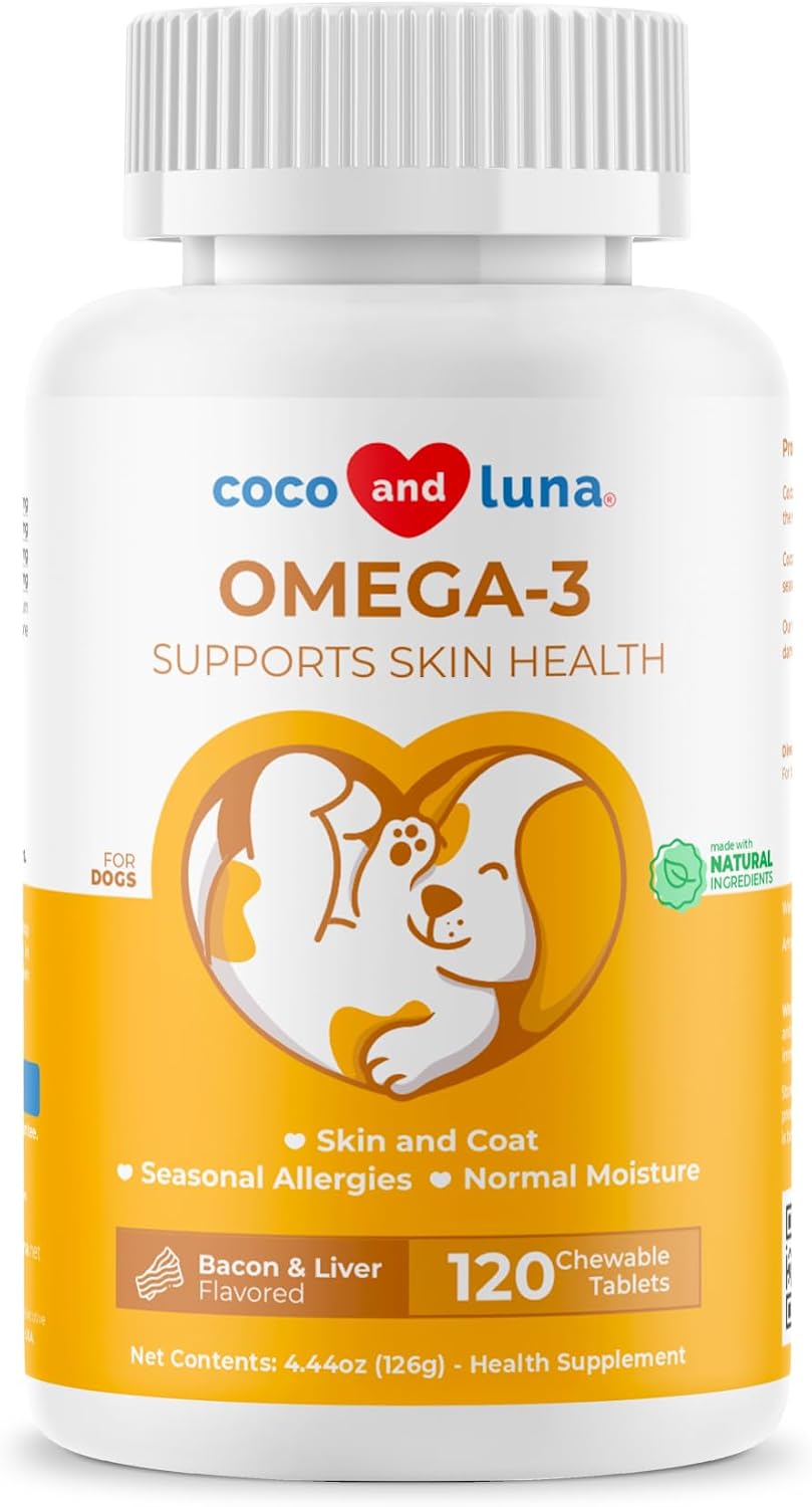 Coco and Luna Omega 3 Aceite de Pescado para Perros - 120 Comprimidos