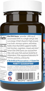 Carlson Elite DHA Gems, 1000 mg DHA, 30 cápsulas blandas