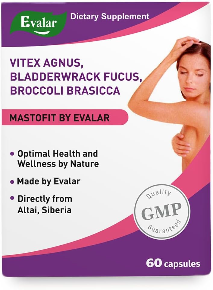 Evalar Mastofit - Vitex, Bladderwrack y Brócoli - 60 Cápsulas - Suplemento Herbal Vegano