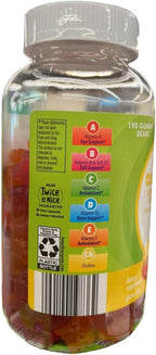 Gominolas Multivitamínicas Infantiles, Fórmula Completa de Vitaminas y Minerales, Sabores Naturales Cereza, Baya y Cítricos, 190 Gominolas, Sin Gluten