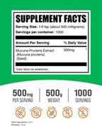 BulkSupplements.com Mucuna Pruriens Extract Powder - Herbal Supplement - Vegan & Gluten-Free, 500mg per serving, 500g