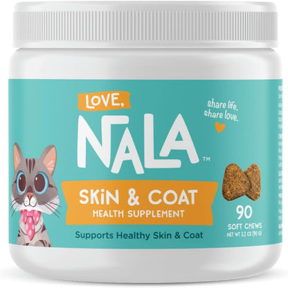 Skin and Coat Supplement for Cats - 90 Tasty Soft Chews - Omega 3 Fish Oil, Biotin, Vitamin E Supports Skin & Fur Health - – Image 1