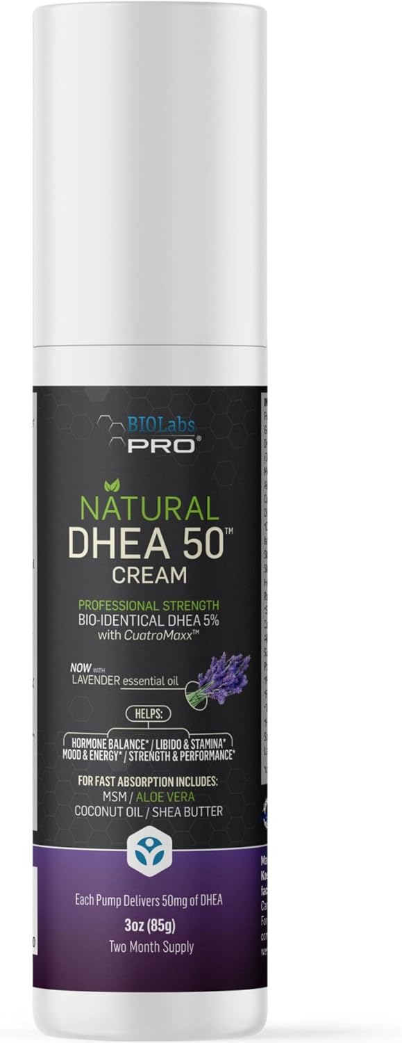Crema DHEA 50mg para Mujer y Hombre - Hidratante Corporal Natural - Sin Perfume - 85g