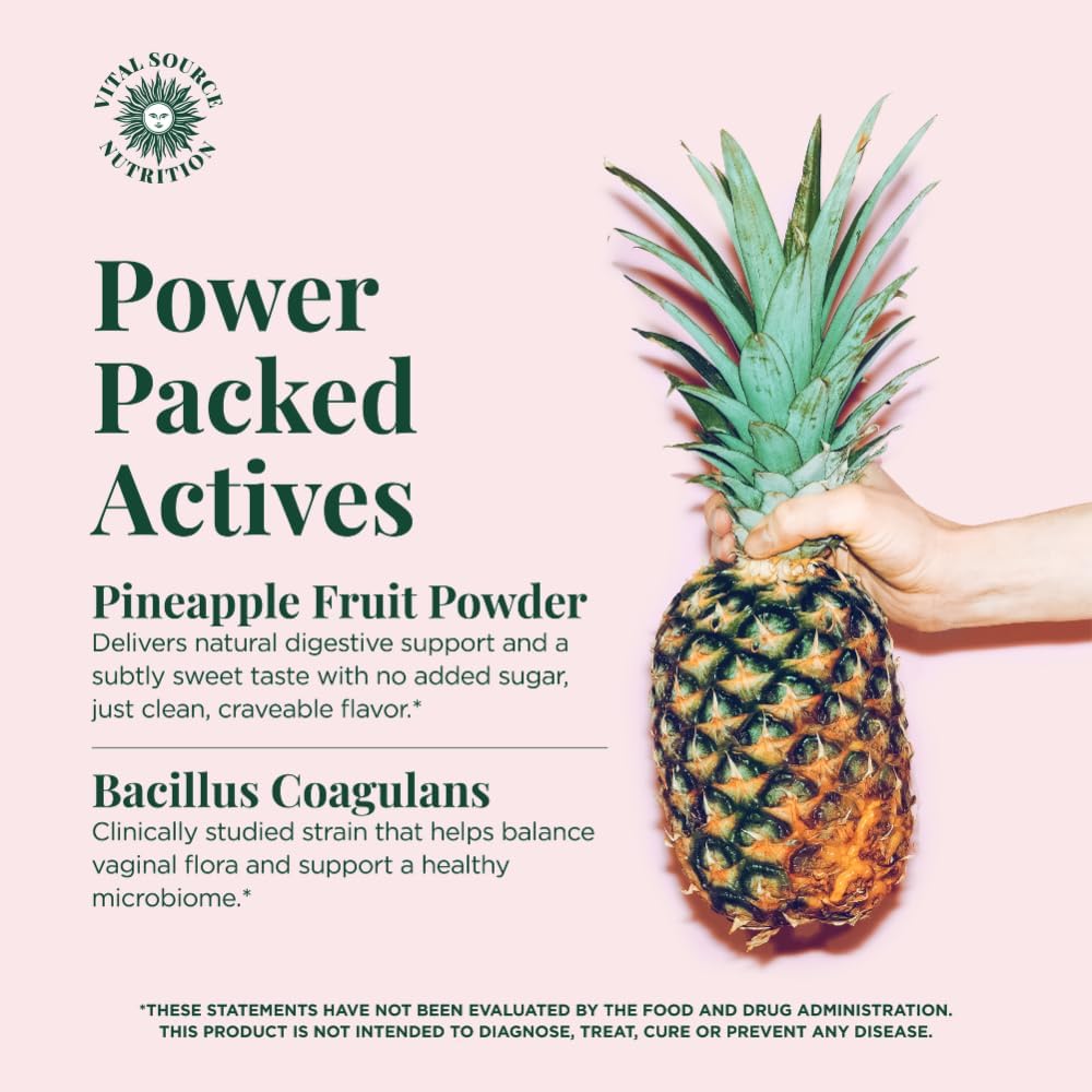 Vital Source Nutrition Gominolas Probióticas Femeninas - Piña Hawaiana - 60 Gominolas - 30 Días