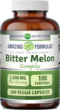 Amazing Formulas Bitter Melon Complex Supplement | 2500 mg por ración | 200 Cápsulas Vegetales | No OGM | Sin Gluten | Fabricado en EE. UU.