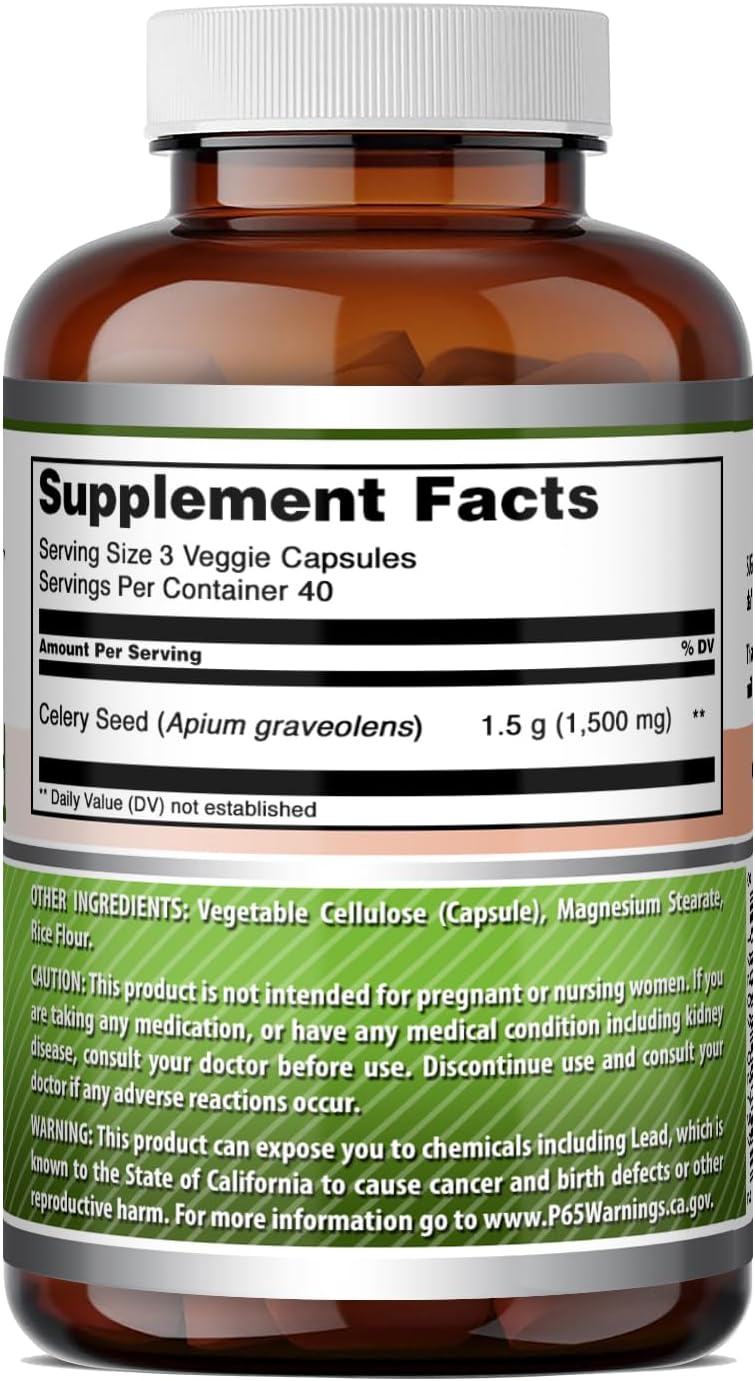Amazing Formulas Extracto de Semilla de Apio - 1500 mg por Dosis - 120 Cápsulas Vegetales