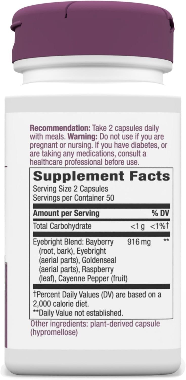 Nature's Way Eyebright Mezcla de Apoyo, 458 mg, 100 Cápsulas