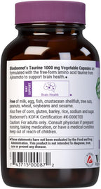 Bluebonnet Nutrition Taurina 1000 mg – 50 Cápsulas Vegetales, No Transgénico, Vegano, Sin Gluten