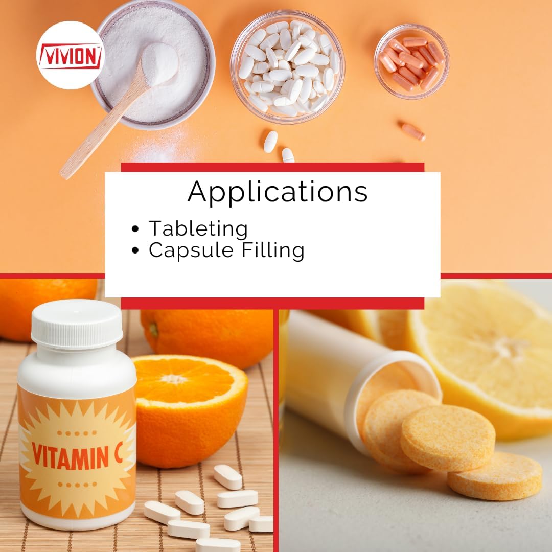 Vivion Vitamina C DC Powder - 5 kg (11 lb) - Ácido Ascórbico y HPMC para Compresión Directa