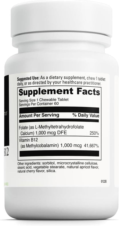 DAVINCI Labs Active Folate B12 Chewable - 60 – Funcionamiento del sistema nervioso: La vitamina B12 contribuye al – Image 2